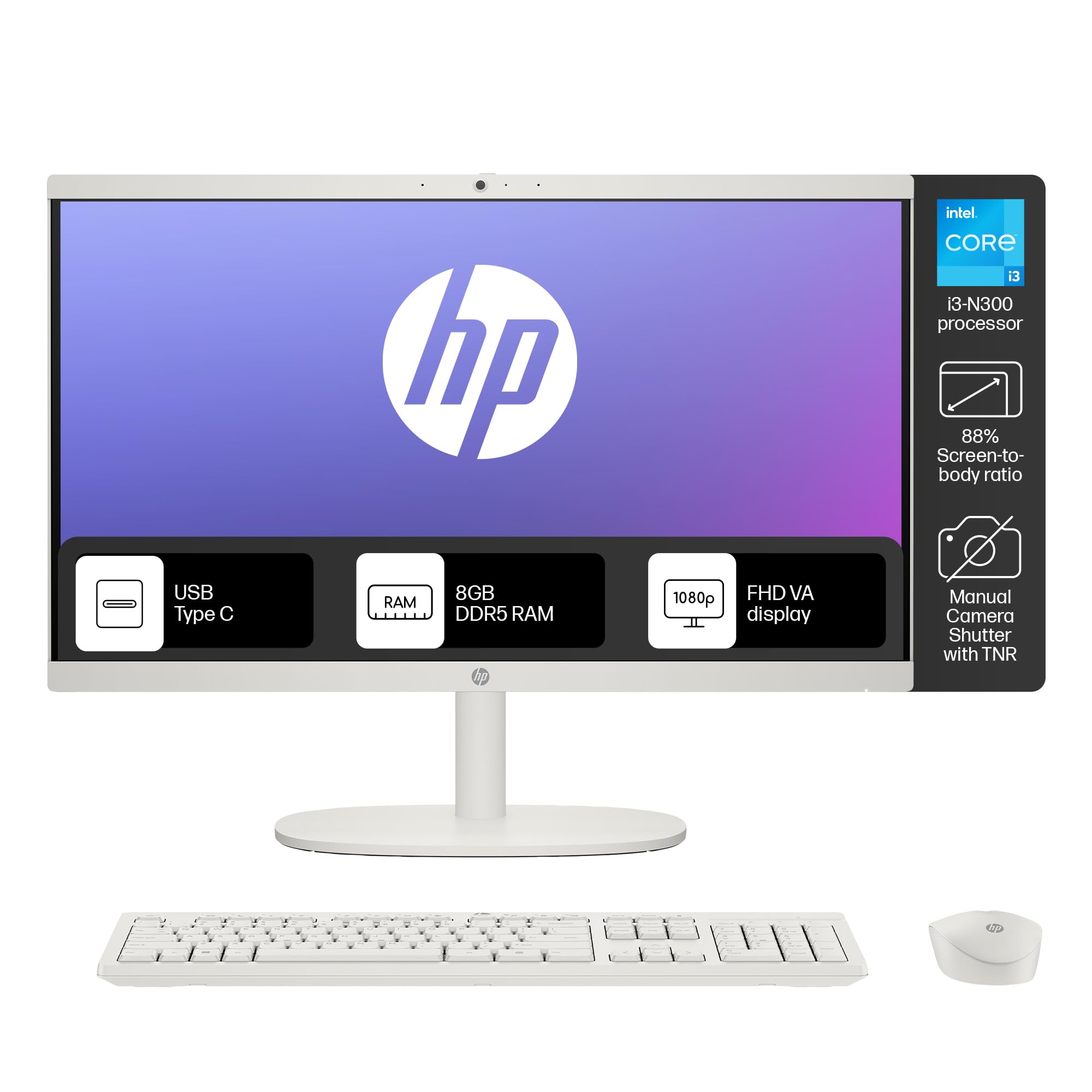HP All-in-One Desktop Intel® Core™ i3-N300,21.5 inch(54.5cm